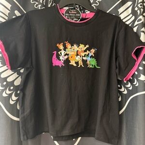 Dolls Kill Black Tee with Cartoon Characters